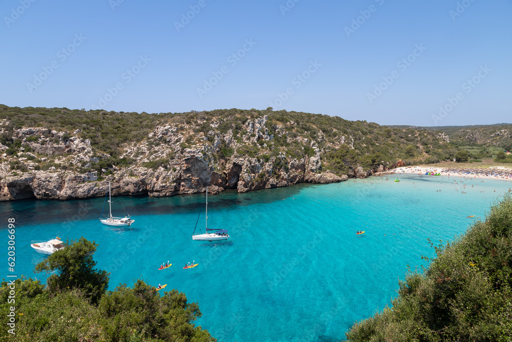 Sea bay near the village of Cala en Porter on the Spanish island of Menorca.