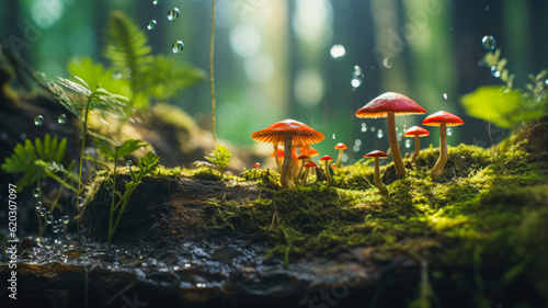 Fototapeta Naklejka Na Ścianę i Meble -  macro of mushrooms in the forest