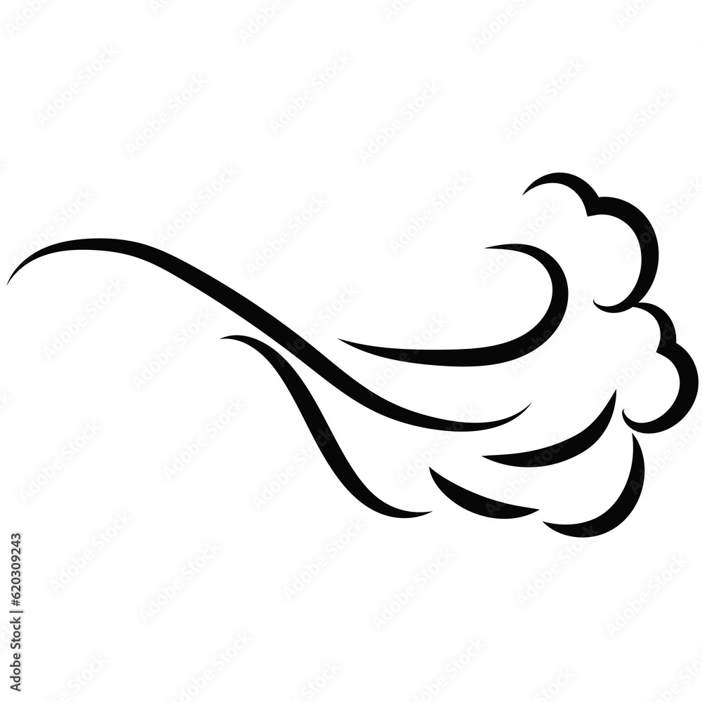 Outline drawing of a breath of wind.Wind blow in line style.Wave flowing illustration with hand drawn doodle cartoon style. Outline drawing of a breath of wind.Wind blow in line style.Wave flowing illustration with hand drawn doodle cartoon style.