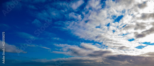 Blue sky with clouds at sunrise or sunset shot at 14 mm focal length