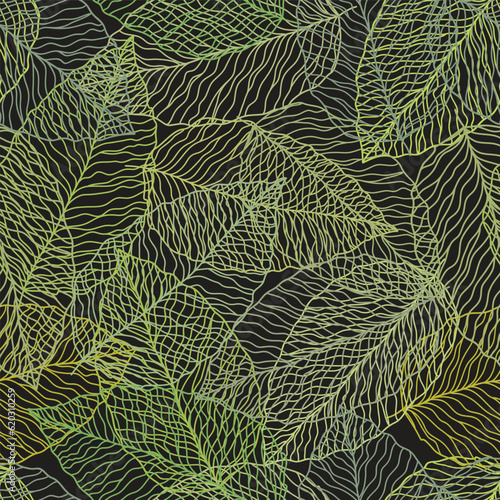 seamless abstract floral background with leves