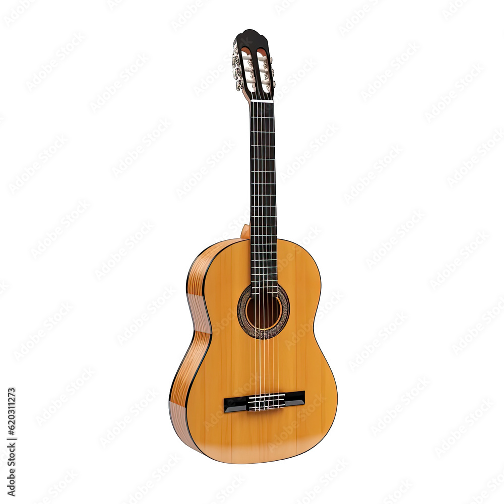 an acoustic guitar on a clean white background