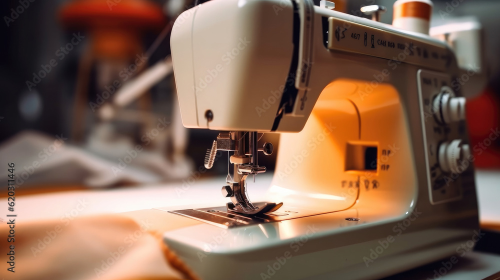 A sewing machine sewing a clothes A sewing machine sewing a clothes