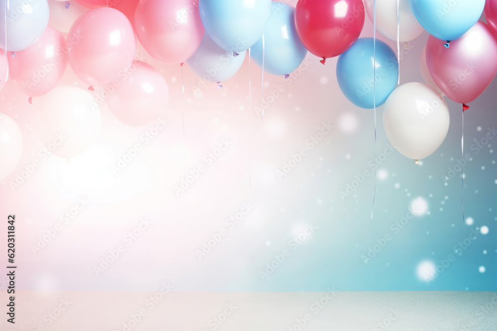 Festive gender reveal party graphic for baby shower or birthday party