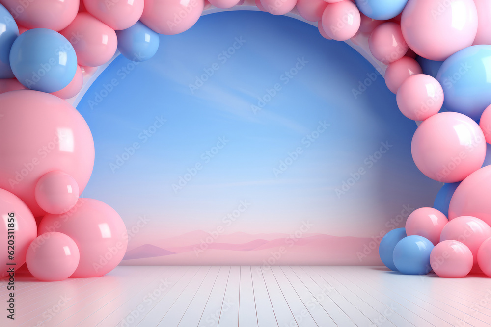 Pink and blue gender reveal party invitation for birthday or baby shower clipart