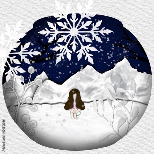christmas card with snowflakes