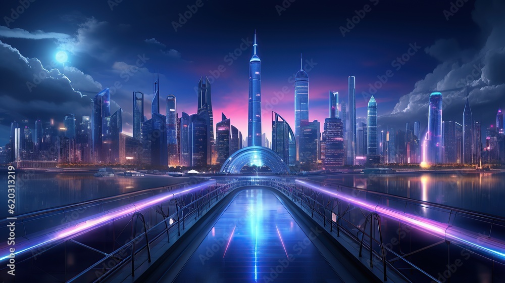 neon city AI, Generative AI, Generative