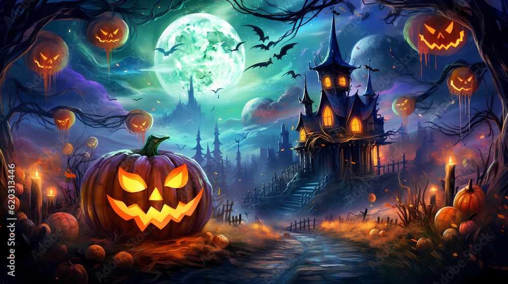 Halloween pumpkin background. Generative AI