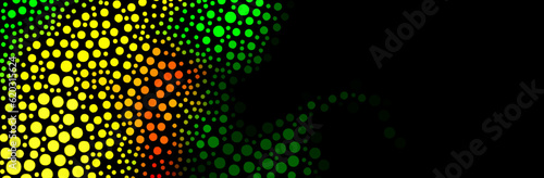 Banner, cover design. Vector bright pattern with colorful circles on a black background, useful for any project, presentation, website, banner, poster, brochure, flyer, postcard