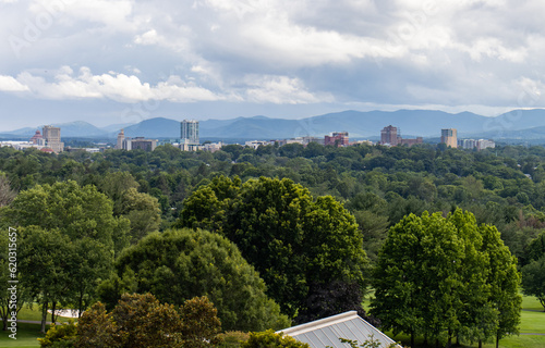 overview of downtown Asheville North Carolina from Omni Grove Park Inn
