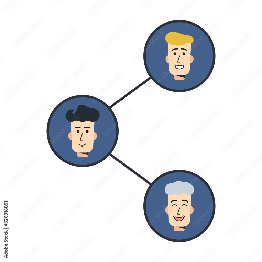 People communicate in social networks. The family is talking online. Social communication on the Internet at a distance. User avatars, human head. Vector illustration People communicate in social networks. The family is talking online. Social communication on the Internet at a distance. User avatars, human head. Vector illustration