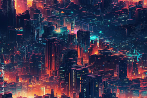 Dynamic Metropolis: Vibrant Isometric Cityscape Illustration