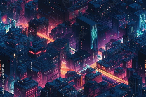Dynamic Metropolis: Vibrant Isometric Cityscape Illustration © Wendelin