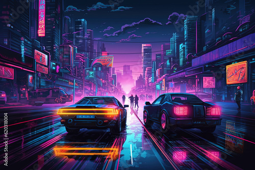 Synthwave Dreamscape  A Retro-Futuristic Journey through a Neon-Lit Metropolis