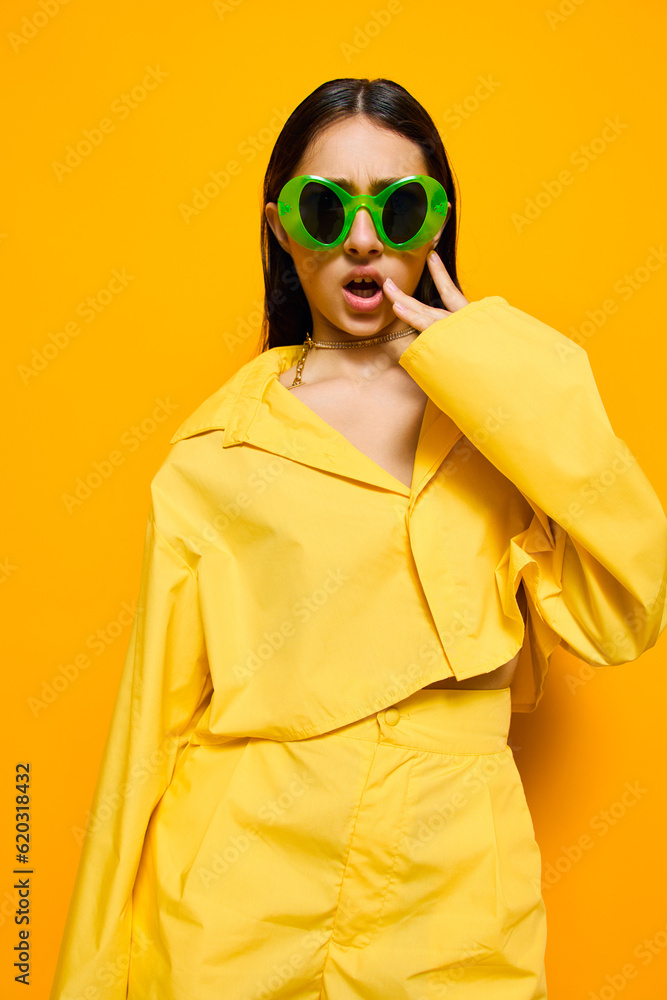 woman young yellow girl lifestyle sunglasses attractive beautiful fashion trendy stylish