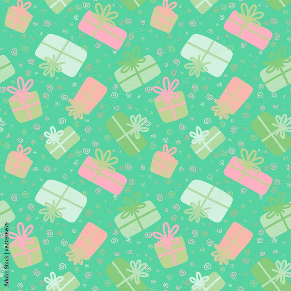 Festive gift box seamless pattern for wrapping paper and fabrics and linens and kids clothes print and party accessories Festive gift box seamless pattern for wrapping paper and fabrics and linens and kids clothes print and party accessories