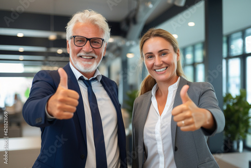 A portrait of a multigenerational business team celebrating a successful project, with smiles and applause Generative AI