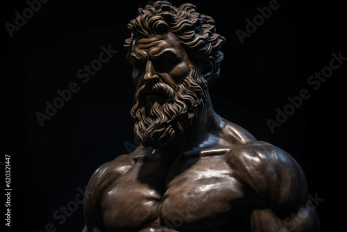 A stoic Greek bearded man bronze statue Generative Ai
