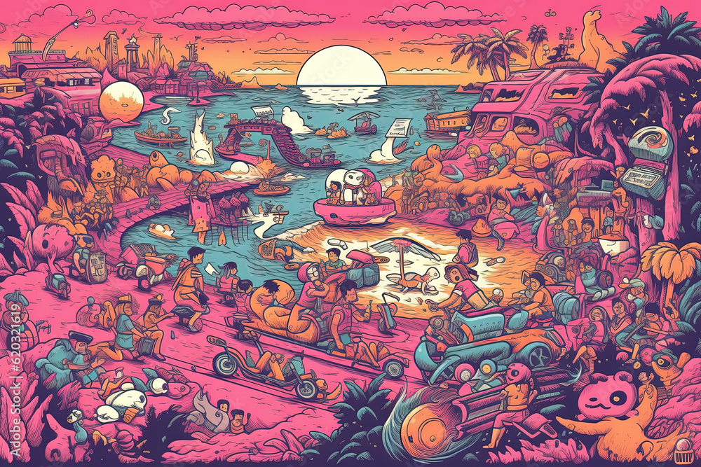 Laid back Seek And Find Lo fi Hidden Object Illustration Ai Stock laid-back-seek-and-find-lo-fi-hidden-object-illustration-ai-stock