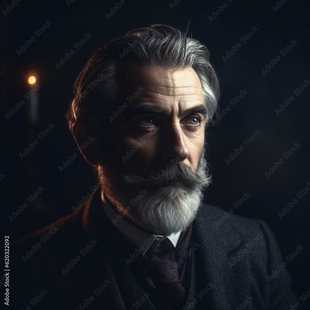 A distinguished elegant man in a suit with gray hair and a beard Generative Ai A distinguished elegant man in a suit with gray hair and a beard Generative Ai