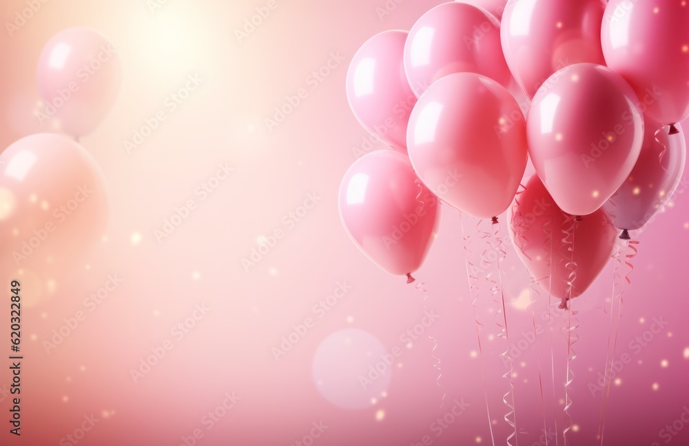 Pink Holiday Background with Balloons. Illustration AI Generative. Pink Holiday Background with Balloons. Illustration AI Generative.