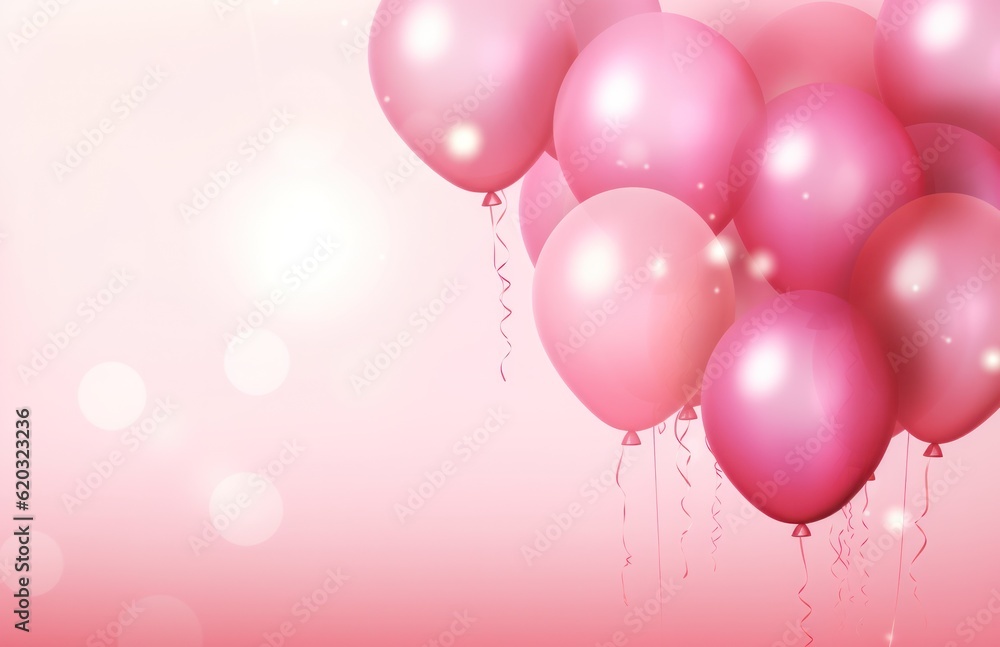 Fotografie Pink Holiday Background with Balloons