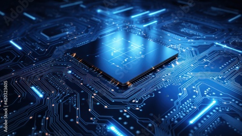Electronic circuit board background. Illustration AI Generative.