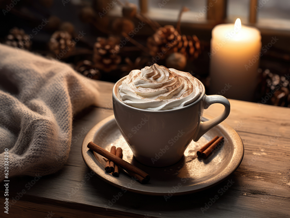 cup of hot cocoa with chocolate and cinnamon generative ai cup of hot cocoa with chocolate and cinnamon generative ai
