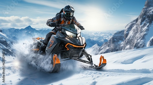 Athlete on a snowmobile AI, Generative AI, Generative