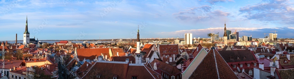Estonia. Tallinn. Great panorama of the old city. Top view of the old city. View of the city from the observation deck of the Tallinn Vyshgorod