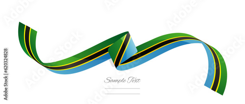 Tanzanian flag ribbon vector illustration. Tanzania flag ribbon on abstract isolated on white color background photo