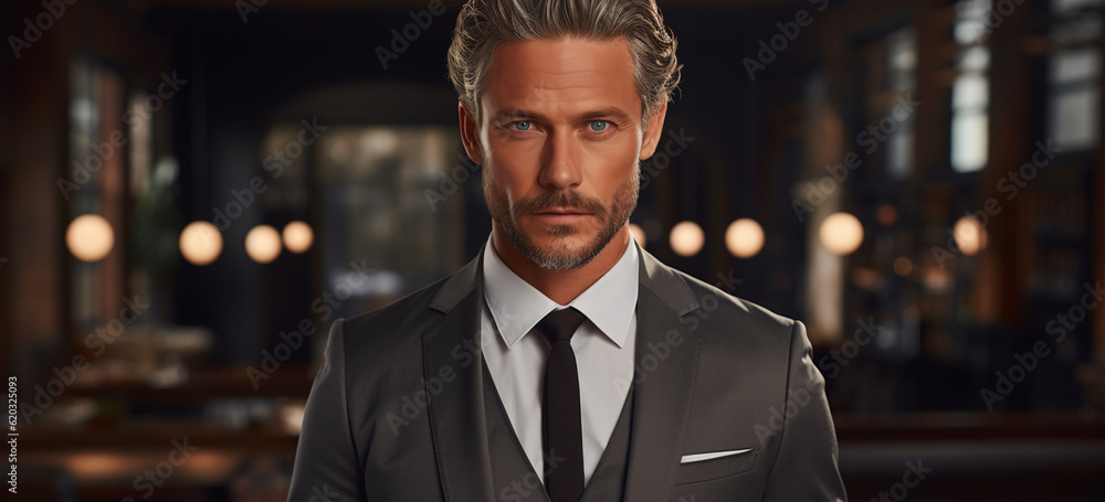 portrait of a mid-aged handsome businessman. Image generative AI. portrait of a mid-aged handsome businessman. Image generative AI.
