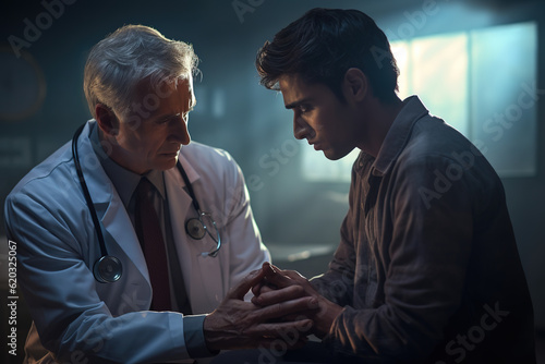 Doctor Praying with A Patient in Clinic