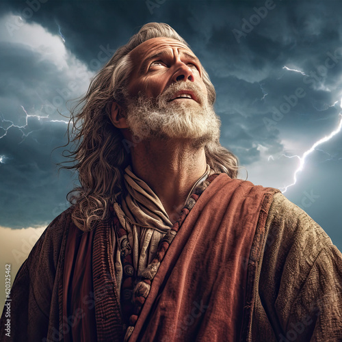Apostle John Looking to Heaven in a Vision of Revelation