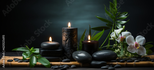 spa still life with candles. Image generative AI