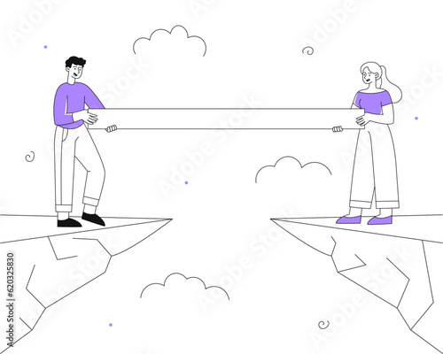 People connect bridge line concept