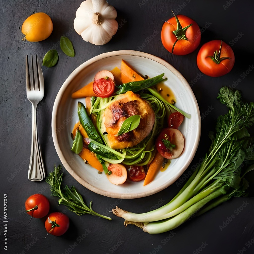 A healthy dish filled with vegetables A healthy dish filled with vegetables