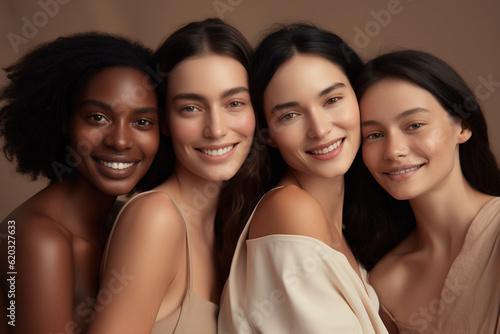 Portrait of beautiful cheerful multiethnic women