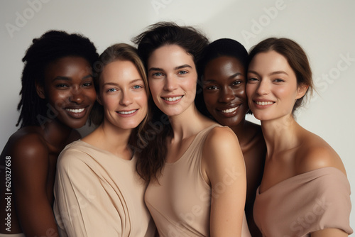 Portrait of beautiful cheerful multiethnic women