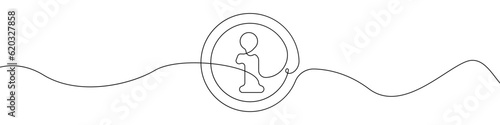Help sign line continuous drawing vector. One line Help sign icon vector background. certificate icon. Continuous outline of a Information office icon.