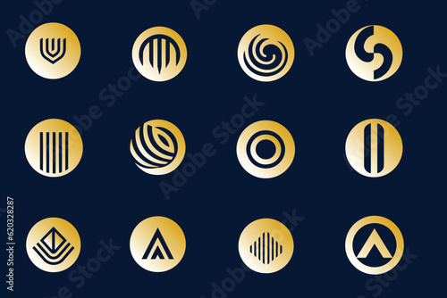 Set of gold simple modern logo collection with creative concept icon, premium vector isolated