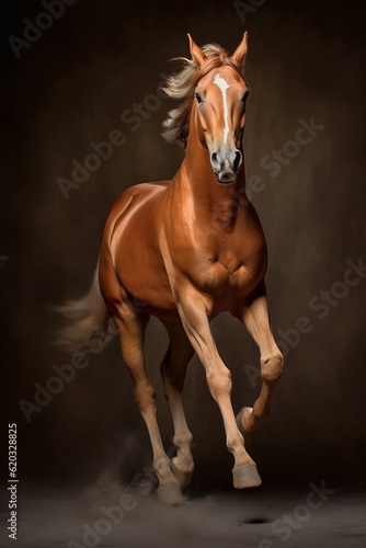 Running horse with a streamed mane