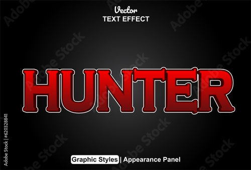 hunter text effect with red graphic style and editable