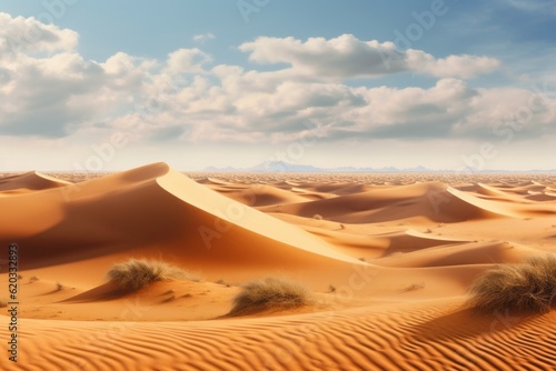 Dunes in the desert. Background with selective focus and copy space. AI generated, human enhanced