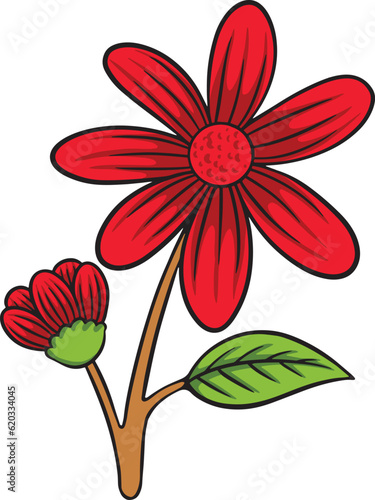 Red flower creative seasonal flora clip art garden decor