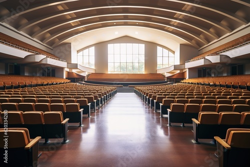 Panoramic view of empty auditorium of university photo