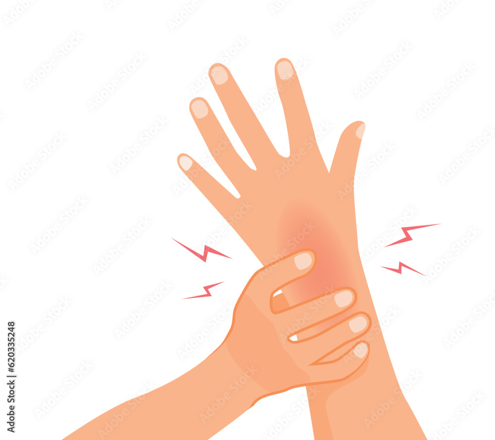 Hand holding painful wrist injury with carpal tunnel syndrome
