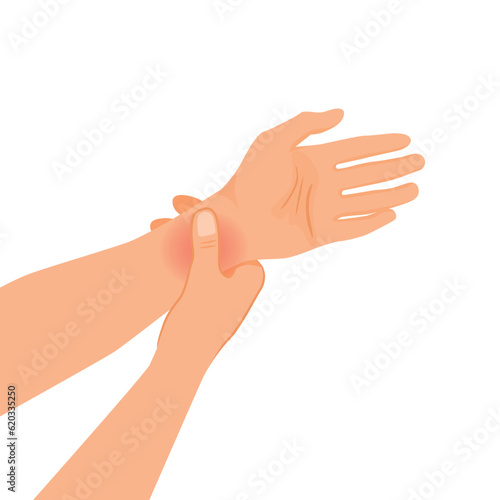 Hand holding painful wrist injury with carpal tunnel syndrome
