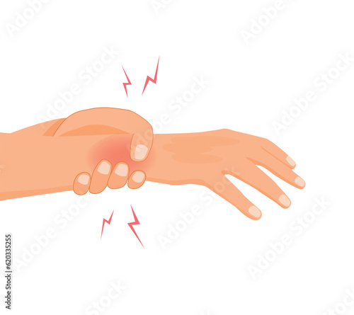 Hand holding painful wrist injury with carpal tunnel syndrome
