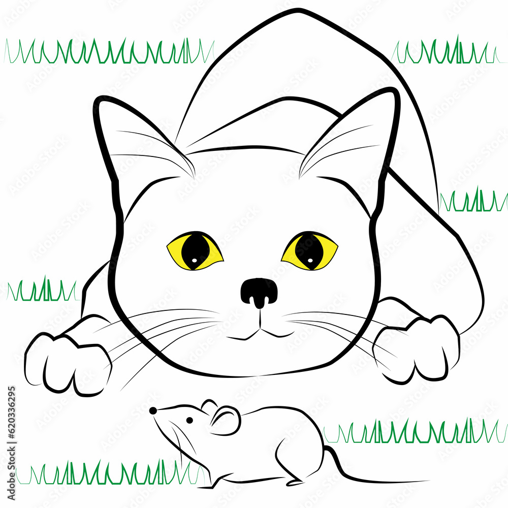 Obraz premium mouse and cat